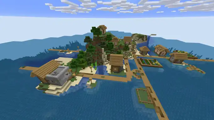 Островная деревня с кораблём для Майнкрафт