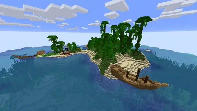 Остров с порталом и кораблями для Майнкрафт
