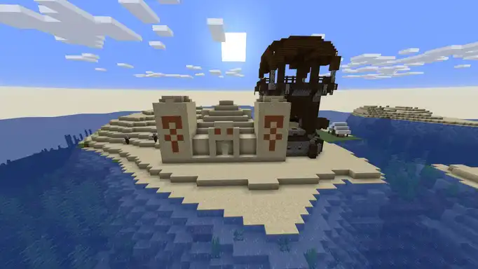Остров с храмом и башней рабойников для Майнкрафт