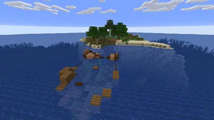 Остров с кораблём и кладом для Майнкрафт