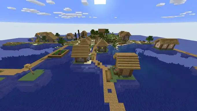 Деревня с кузницей на острове для Майнкрафт