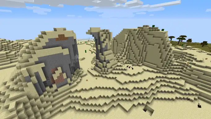 Две пирамиды с деревней для Майнкрафт