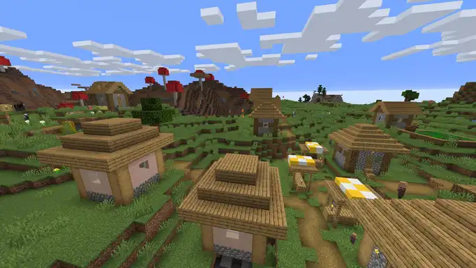 Два поселения и грибной биом для Майнкрафт