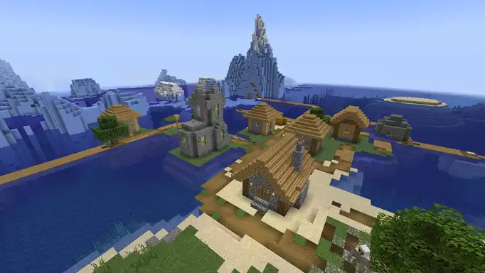Остров с подсолнухами и деревней для Майнкрафт