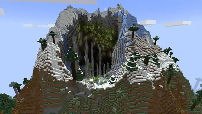 Большая пещера в горе для Майнкрафт