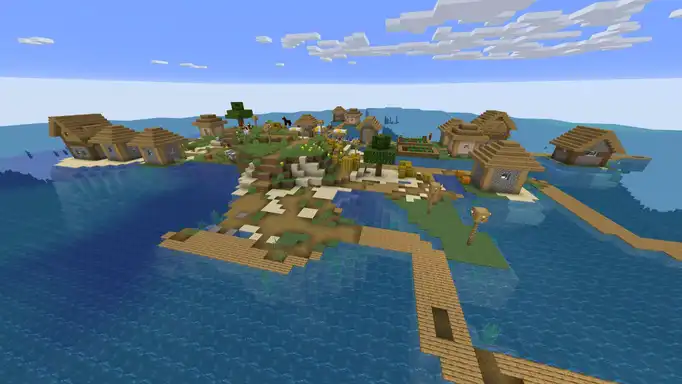 Небольшой остров с деревней для Майнкрафт